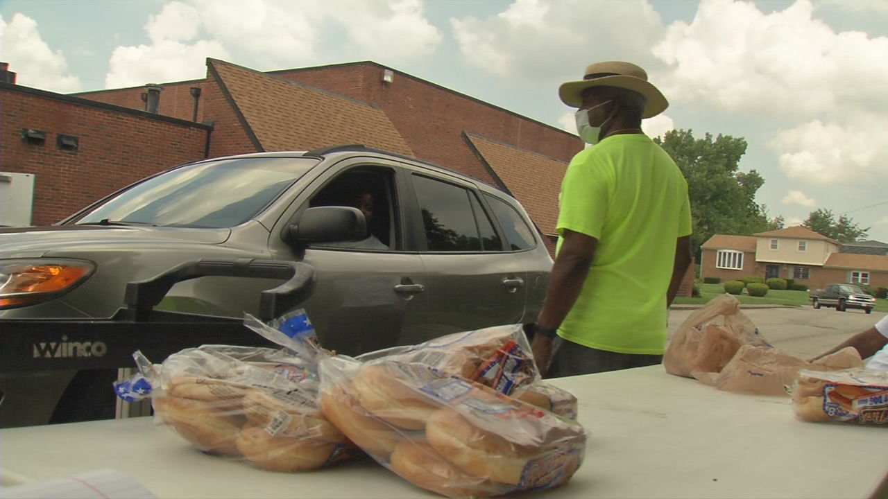 West Louisville church hosts drive-thru food giveaway